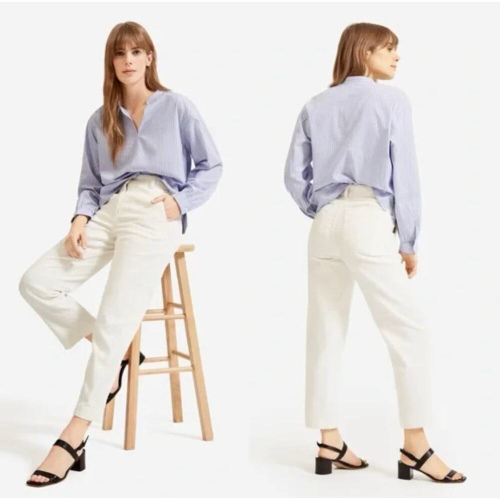 EVERLANE The Corduroy Straight Leg Pants Bone White